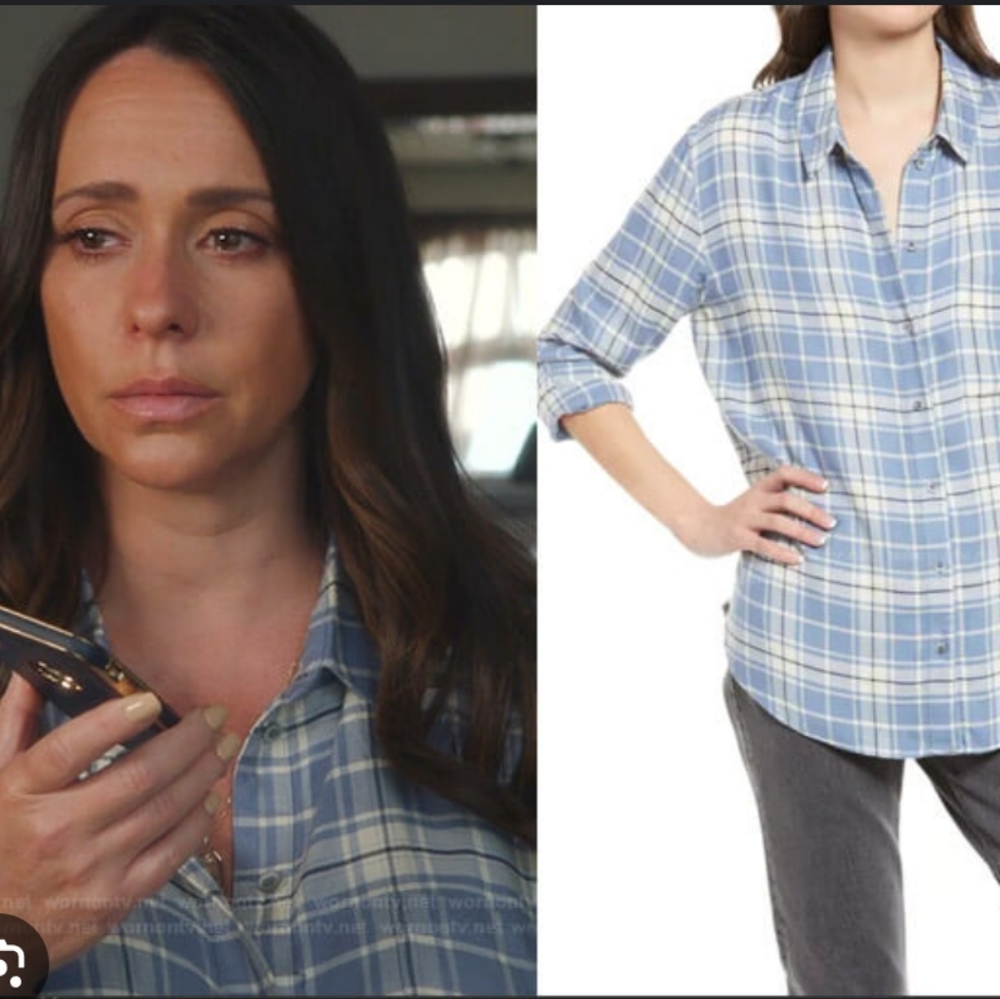 428-Nwot Treasure & Bond‎ Light Blue Plaid Casual Shirt Oversized